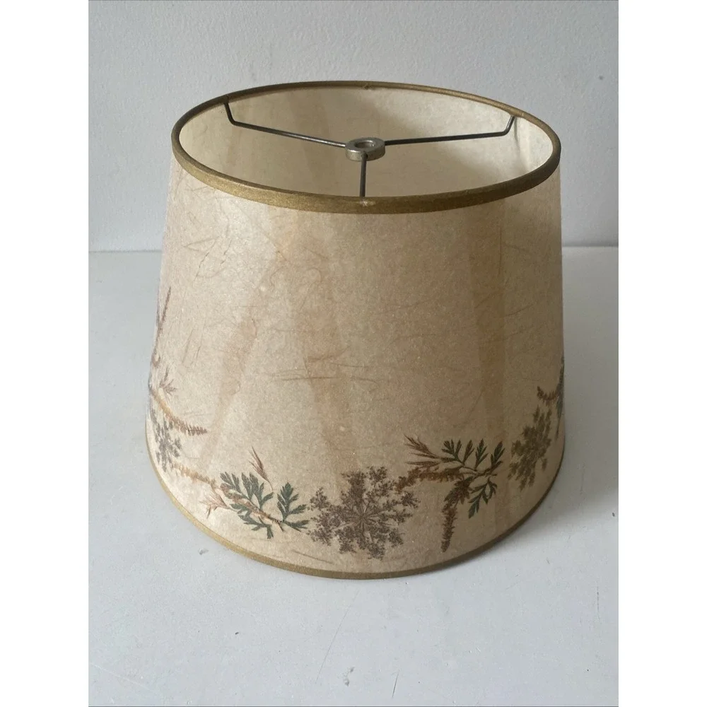 Vtg. Botanical Lamp Shade Dried Pressed Flowers/Leaves/ Butterfly Boho Farmhouse